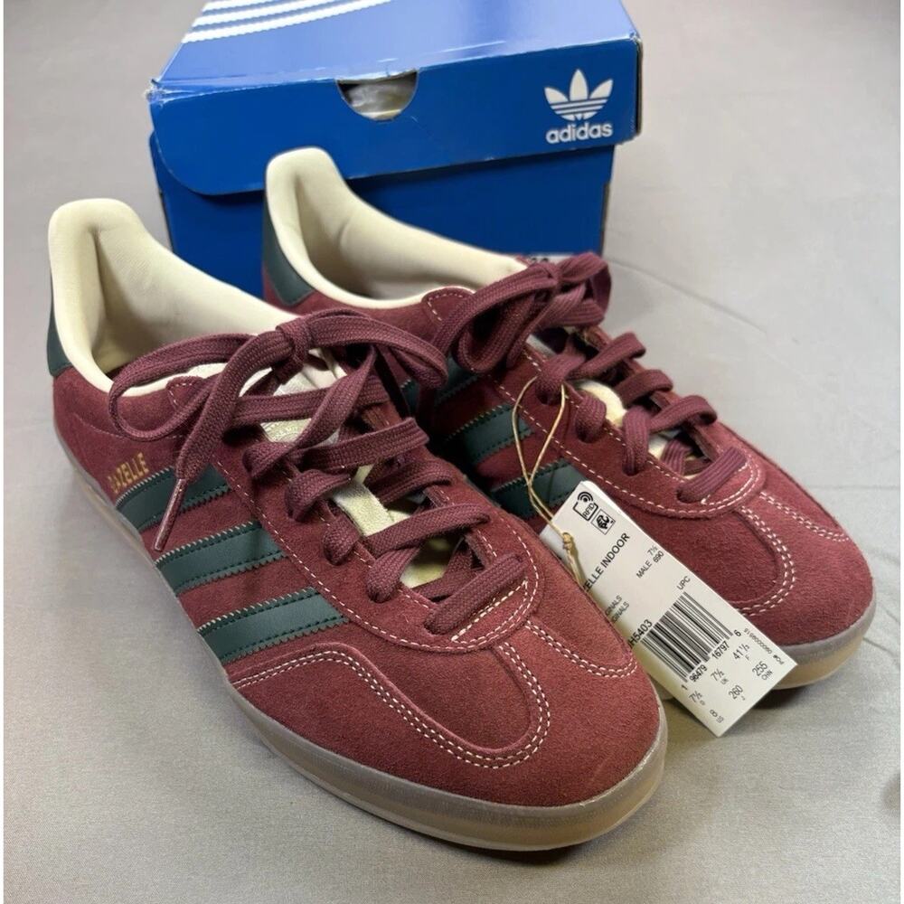 Adidas Gazelle Indoor Men’s Size 8 Shadow Red/Shadow Green- JH5403 - Picture 2 of 7